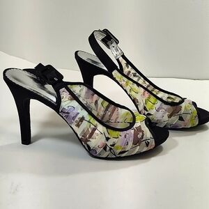 Michaelangelo shoes floral peep toes sling back shoes Size: 8M